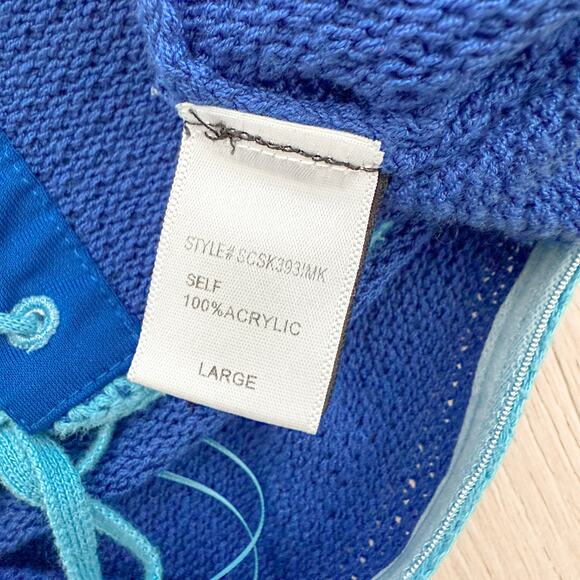 Louna Strapless Lace Up Crochet Knit Cropped Top Blue Size Large - Picture 7 of 7